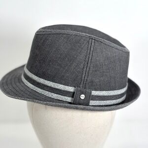 Stetson All American Mens Dark Gray Canvas Fedora Hat Size Small Medium Preppy